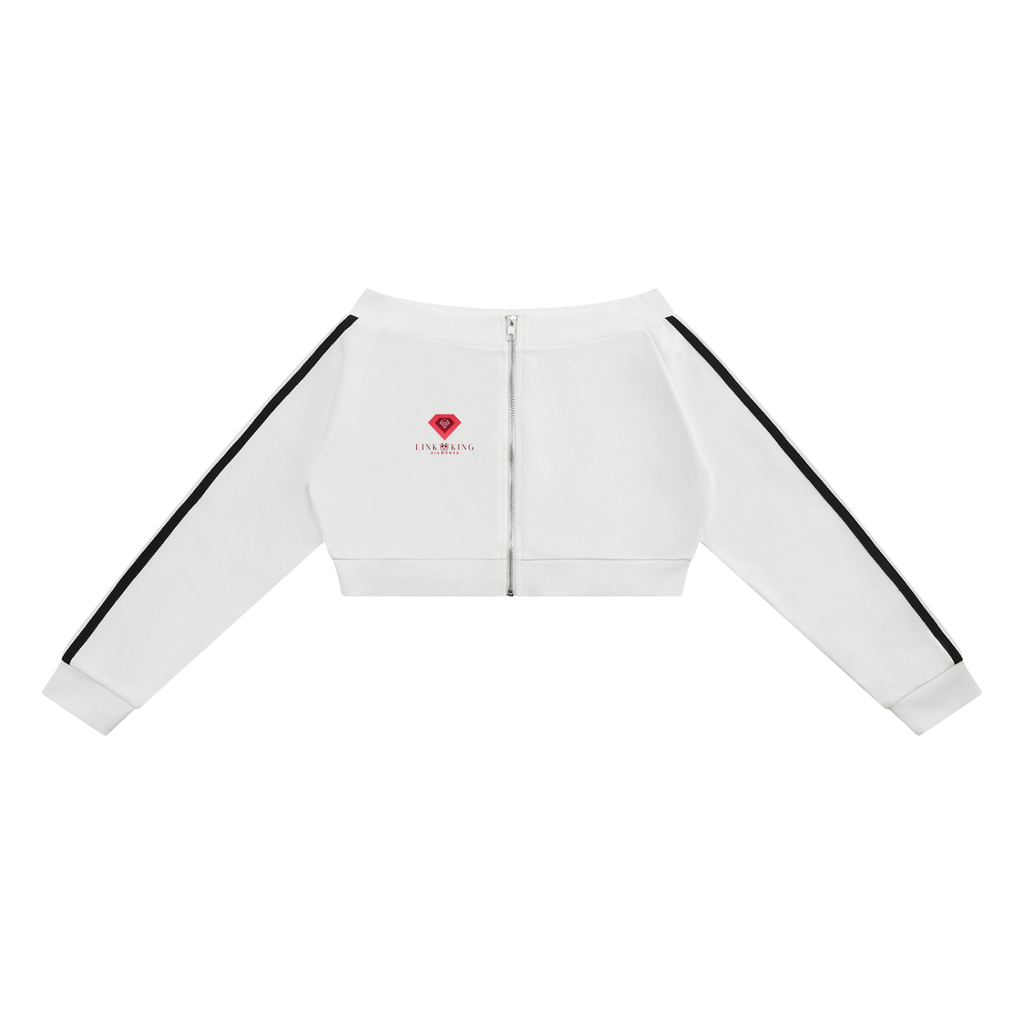 Link King Diamonds Women's Off-Shoulder Full Zip Hoodie