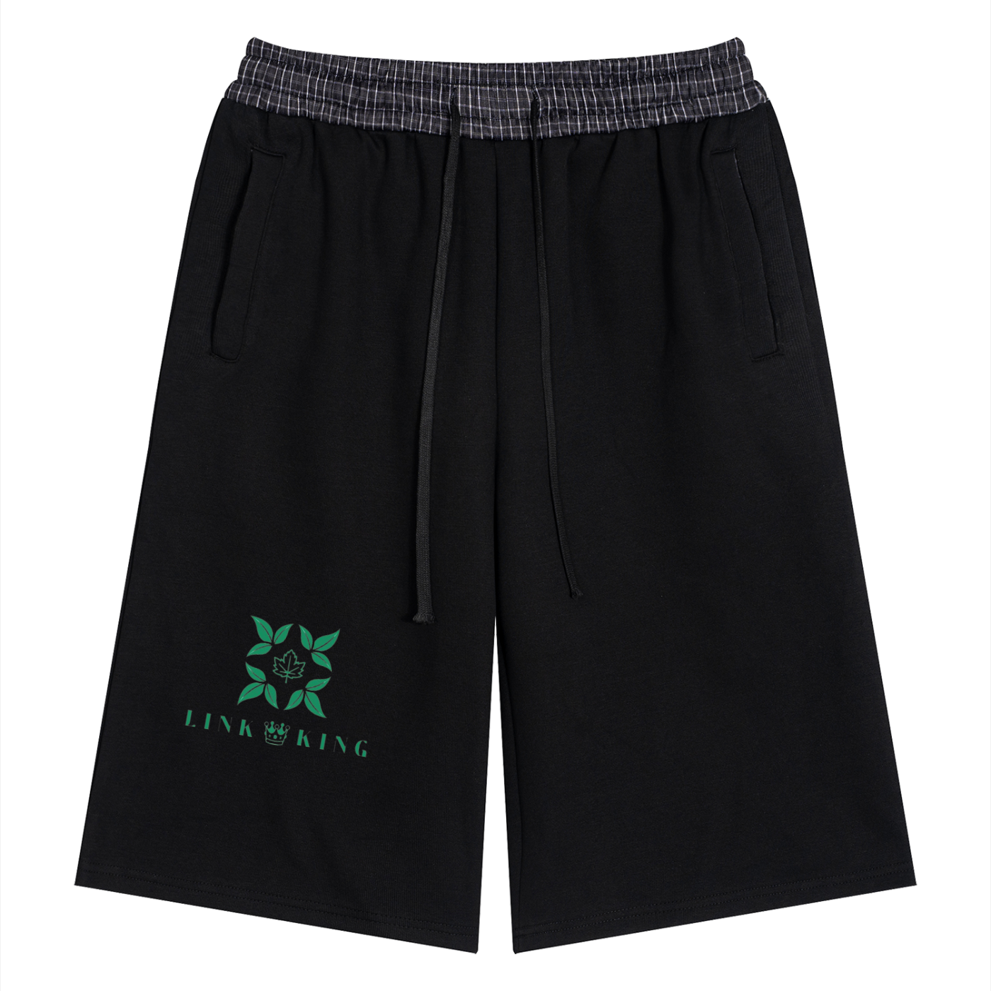 Link King Sweet Leaf  Plaid Waistband Shorts