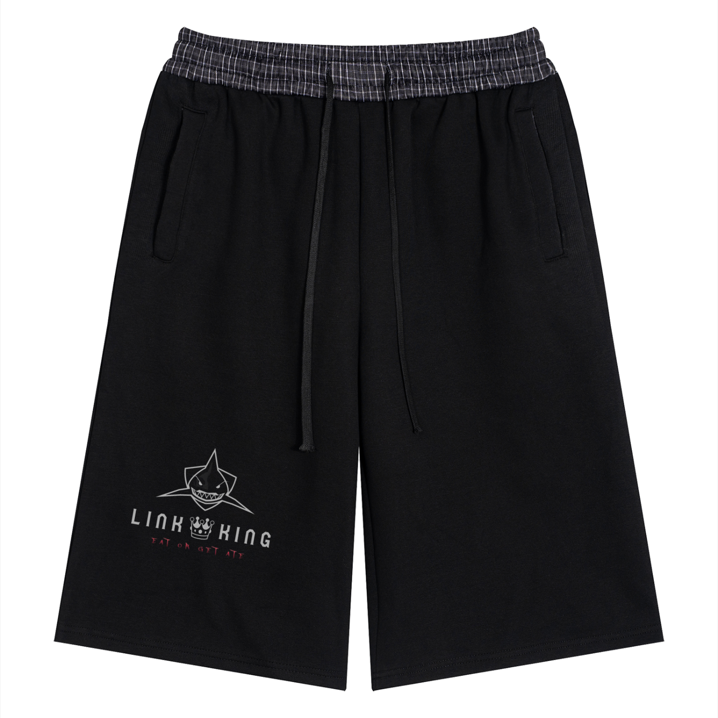 Link King Eat or get Ate Plaid Waistband Shorts